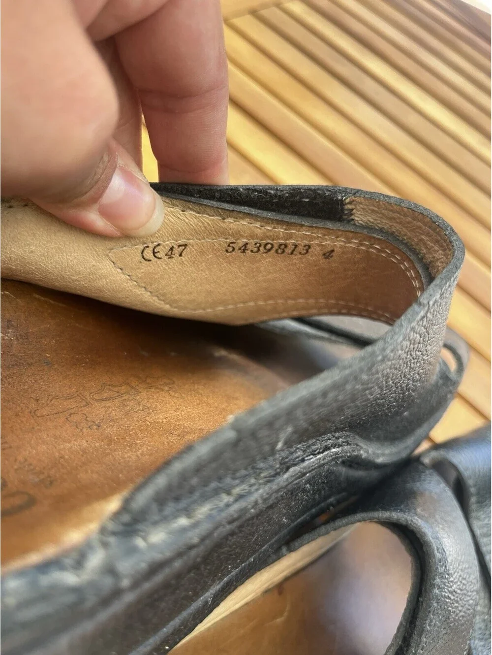 Finn Comfort Riad Men's Black Buggy Leather Slide Sandal Size EUR 47 / 12.5 US